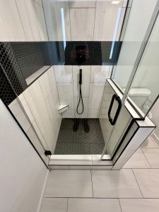 Full bath remodel with custom built shower and matching toilet niche_1b
