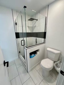 Full bath remodel with custom built shower and matching toilet niche_1c